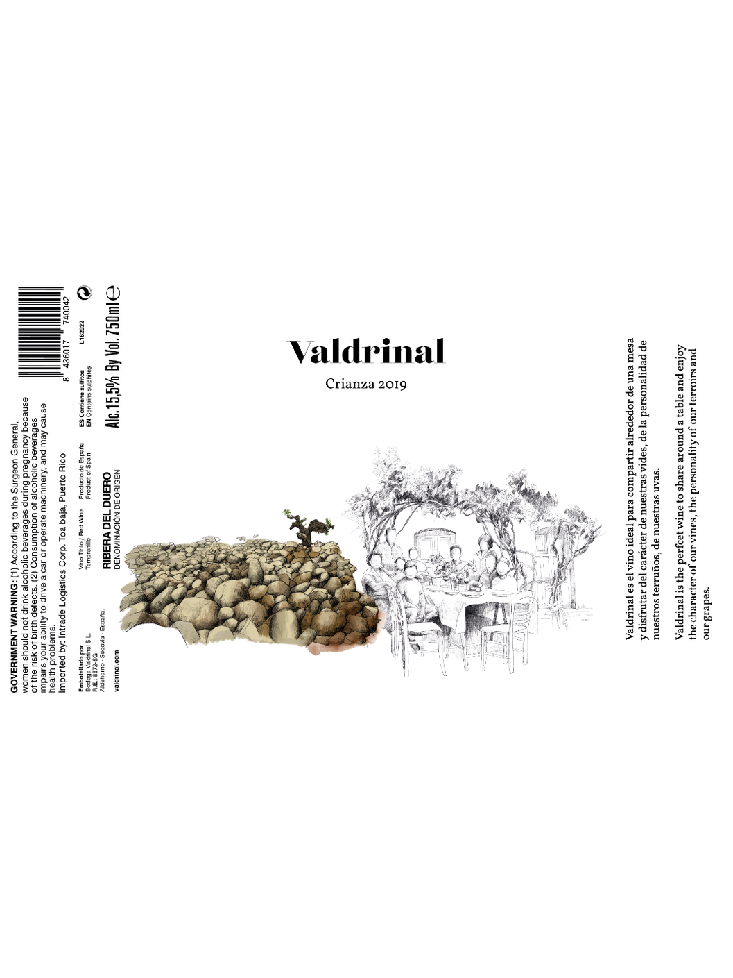 Valdrinal Tradición Crianza 2020 Tempranillo 750ml